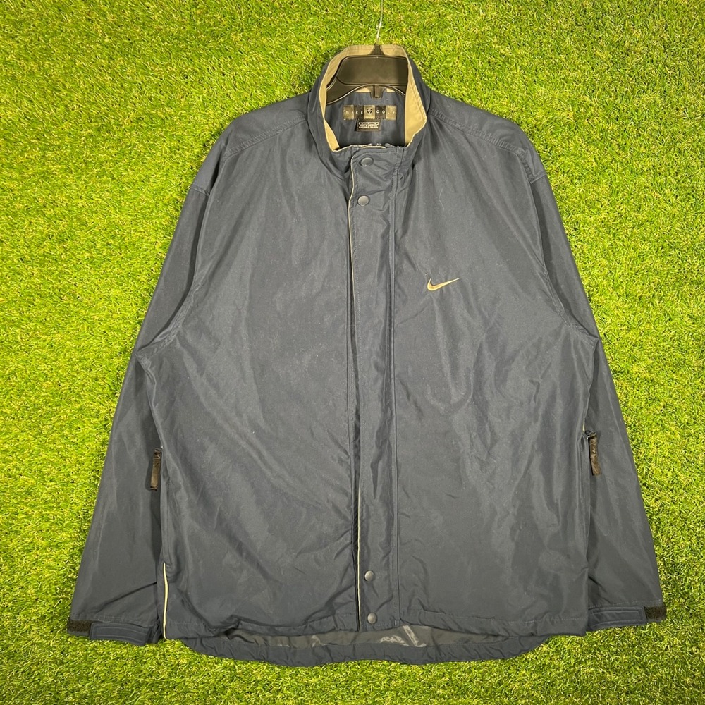 Nike Golf Mens Large Navy Blue Windbreaker Jacket Full Zip Back Pocket